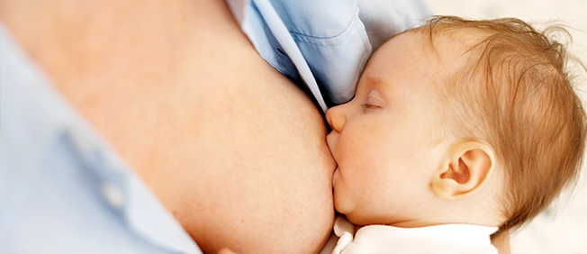 Closeup of baby feeding